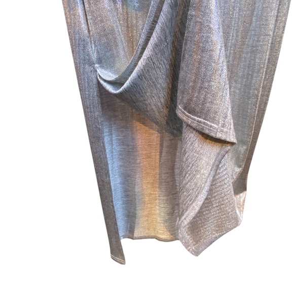 Glamorous silver metallic midi dress with tie detail L/XL #PartyDress - Picture 4 of 7